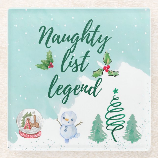 Naughty list glass coaster (Front)