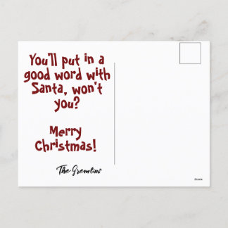 Naughty List Gremlin Holiday Postcard