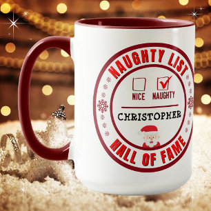 Naughty List Hall of Fame Christmas Coffee Mug