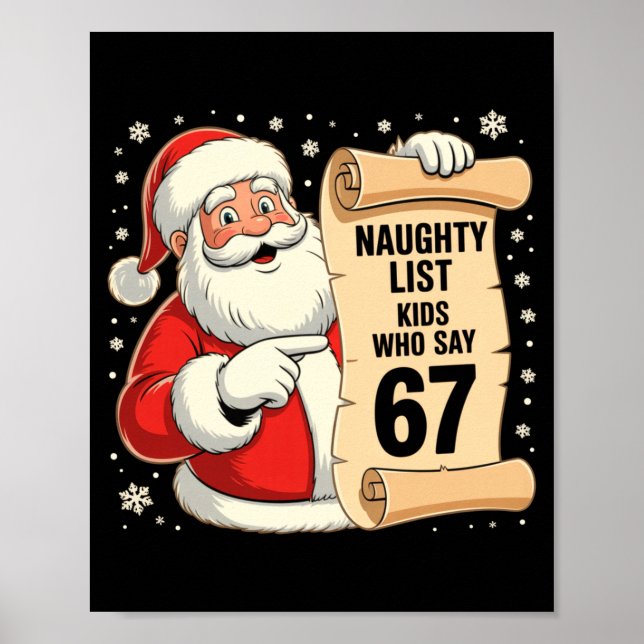 Naughty List Kids Who Say 67 Funny Meme 6 7 Christ Poster (Front)
