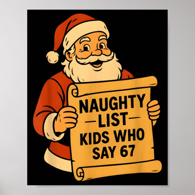 Naughty List Kids Who Say 67 Meme 6 7 Santa Claus  Poster (Front)