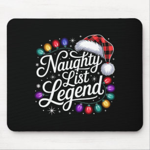 Naughty List Legend Xmas Lights Buffalo Plaid Red  Mouse Mat
