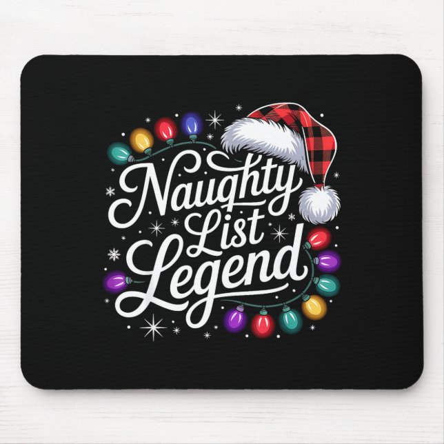 Naughty List Legend Xmas Lights Buffalo Plaid Red  Mouse Mat (Front)