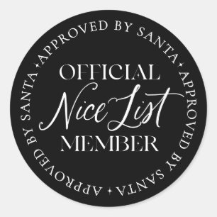Naughty List Member Approved By Santa Christmas Classic Round Sticker