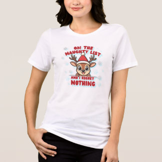 Naughty List & No Regrets Christmas Reindeer Tri-Blend Shirt