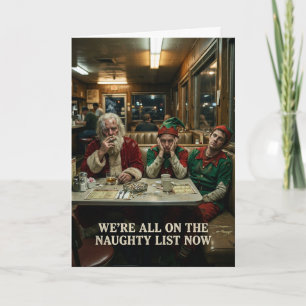 Naughty List Santa Elves Diner Dark Humour Card