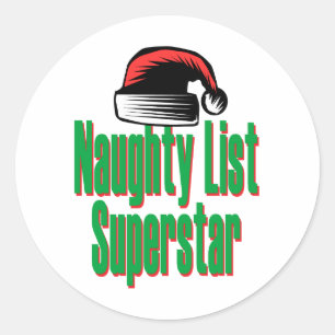 Naughty List Superstar Classic Round Sticker