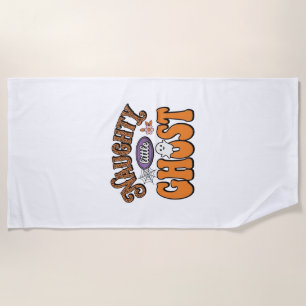 Naughty Little Ghost Vintage Halloween Shirt Desig Beach Towel