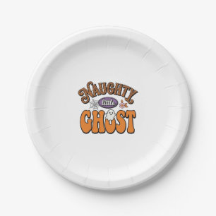 Naughty Little Ghost Vintage Halloween Shirt Desig Paper Plate