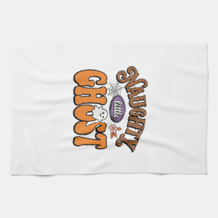 Naughty Little Ghost Vintage Halloween Shirt Desig Tea Towel