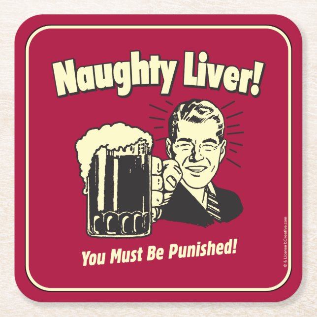 Naughty Liver: You Must Be Punished Square Paper Coaster (Front)