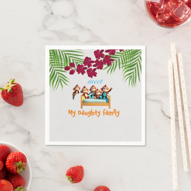 naughty monkey family napkin (Insitu)