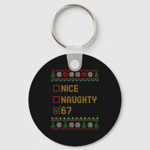 Naughty Nice 6 7 Funny Brainrot Meme Ugly Xmas Six Key Ring