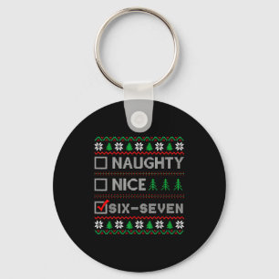 Naughty Nice 6-7 Funny Brainrot Meme Ugly Xmas Six Key Ring