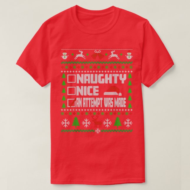 Naughty Nice An Attempt Was Made Sweater Ugly Chri (Design Front)