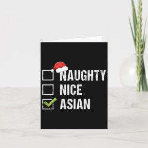 Naughty Nice Asian Asia Santa Hat Christmas Gift  Card