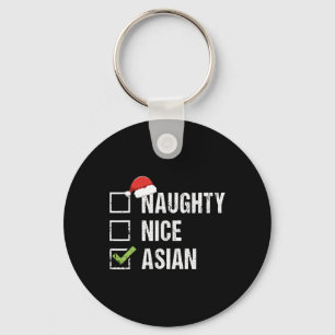Naughty Nice Asian Asia Santa Hat Christmas Gift  Key Ring