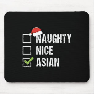 Naughty Nice Asian Asia Santa Hat Christmas Gift  Mouse Mat