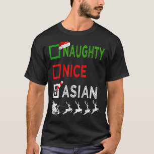 Naughty Nice Asian Christmas Pyjamas Funny Santa H T-Shirt