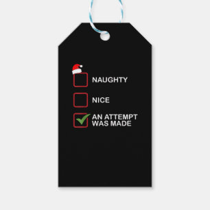 Naughty Nice Attempt Made Funny Christmas List Gift Tags