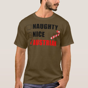 Naughty Nice Austrian Candy Cane Christmas Santa L T-Shirt