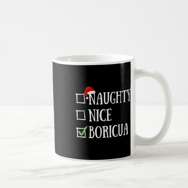 Naughty Nice Boricua Funny Puerto Rico Santa Hat C Coffee Mug (Right)