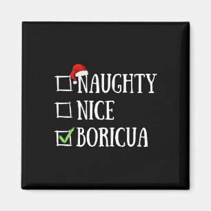 Naughty Nice Boricua Funny Puerto Rico Santa Hat C Magnet