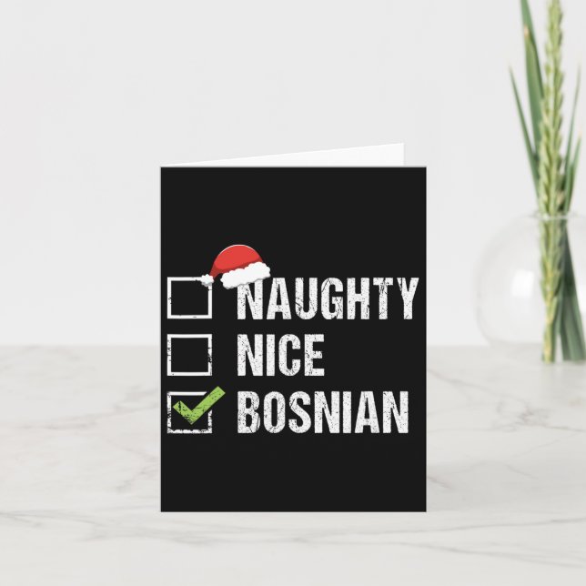 Naughty Nice Bosnian Santa Hat Christmas Gift 1  Card (Front)