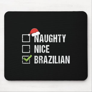 Naughty Nice Brazilian Brazil Santa Hat Christmas Mouse Mat
