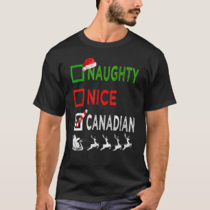 Naughty Nice Canadian Christmas Pyjamas Funny Sant T-Shirt