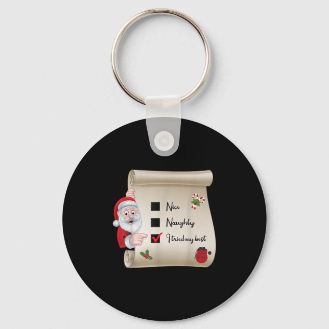 Naughty Nice Checklist I Tried My  Key Ring (Front)