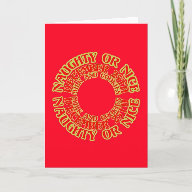 Naughty Nice Christmas December 25th Milk Cookies Holiday Card (Front)