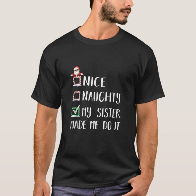 Naughty Nice Christmas List Family Pajama Men Wome T-Shirt (Front)