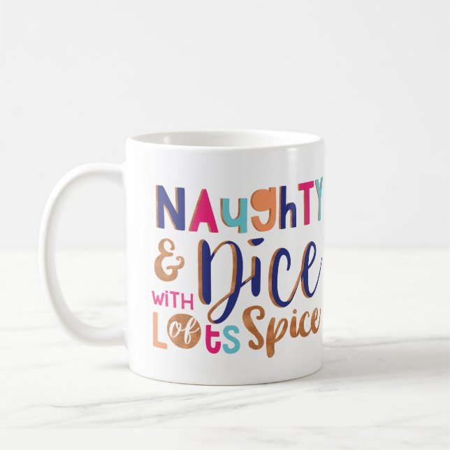 Naughty & Nice Colourful Trendy Typographic photo Coffee Mug (Left)