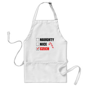 Naughty Nice Czech Christmas Design Adult Apron