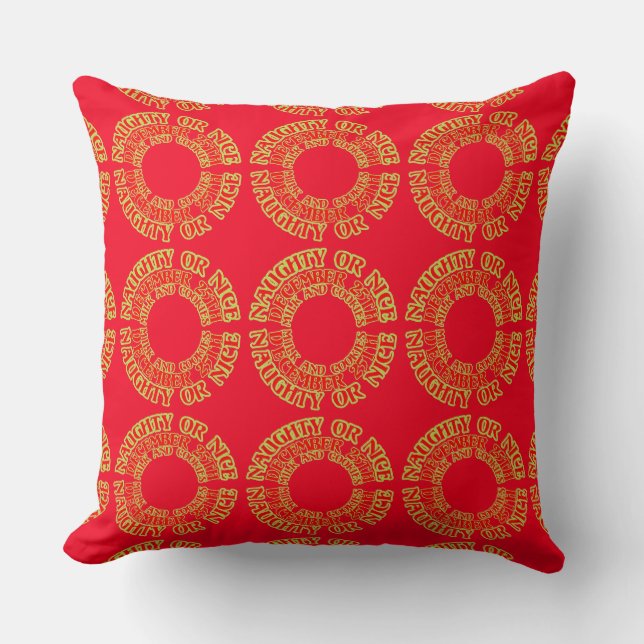 Naughty Nice December 25th Milk and Cookies Cushion (Front)