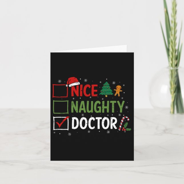 Naughty Nice Doctor Christmas Pyjamas Santa Claus  Card (Front)