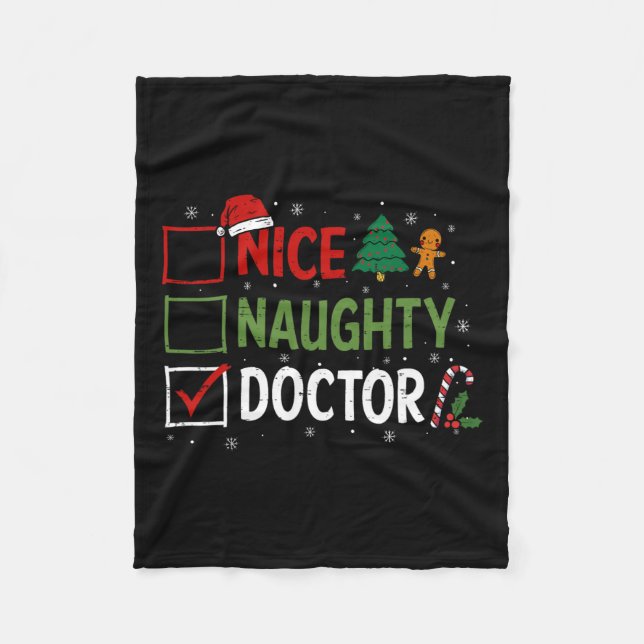 Naughty Nice Doctor Christmas Pyjamas Santa Claus  Fleece Blanket (Front)