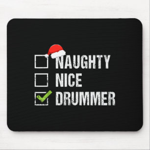 Naughty Nice Drummer Shirt Drumming Santa Hat Chri Mouse Mat