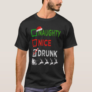 Naughty Nice Drunk Christmas Pajamas Funny Santa H T-Shirt