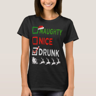 Naughty Nice Drunk Christmas Pyjamas Funny Santa H T-Shirt