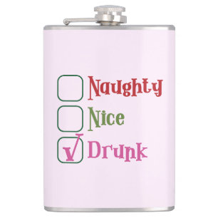 Naughty Nice Drunk Funny Holiday Christmas Mug Hip Flask