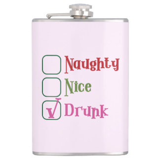 Naughty Nice Drunk Funny Holiday Christmas Mug Hip Flask