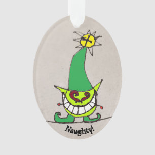 Naughty/Nice elf ornament