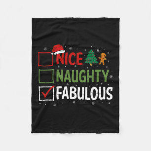 Naughty Nice Fabulous Christmas Pyjamas Santa Clau Fleece Blanket