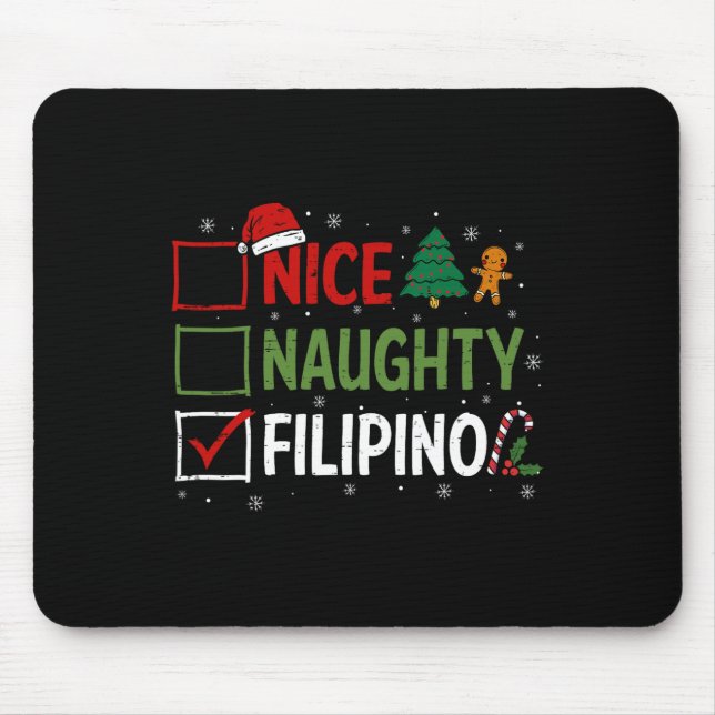 Naughty Nice Filipino Christmas Pyjamas Santa Clau Mouse Mat (Front)
