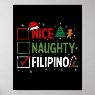 Naughty Nice Filipino Christmas Pyjamas Santa Clau Poster