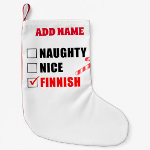 Naughty Nice Finnish Personalised Small Christmas Stocking