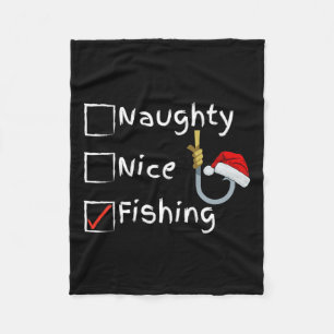 Naughty Nice Fishing Fleece Blanket