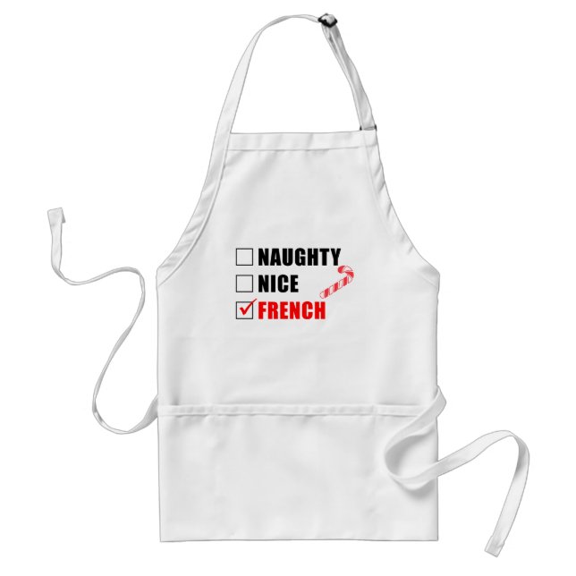 Naughty Nice French Christmas Design Adult Apron (Front)